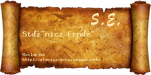 Stánicz Ernő névjegykártya